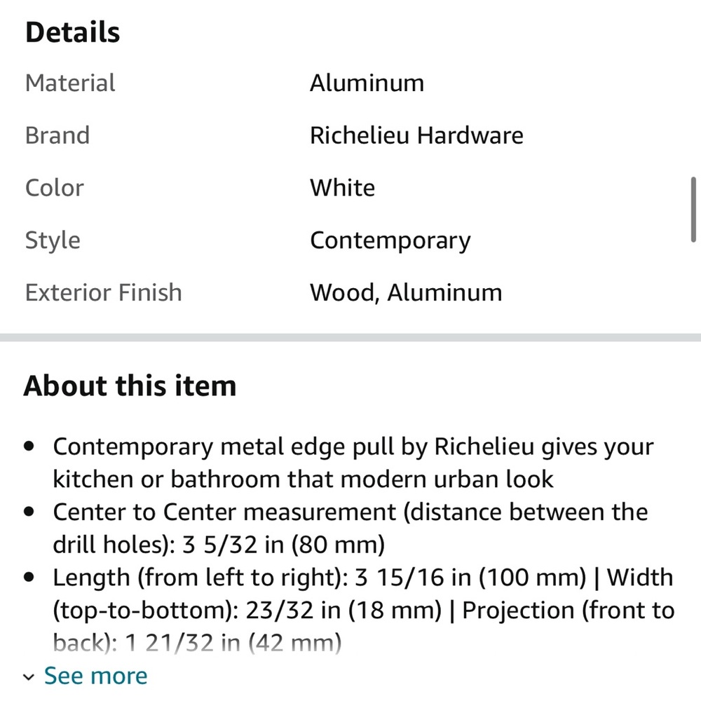 NEW Richelieu Edge Pull White - Picture 9 of 13